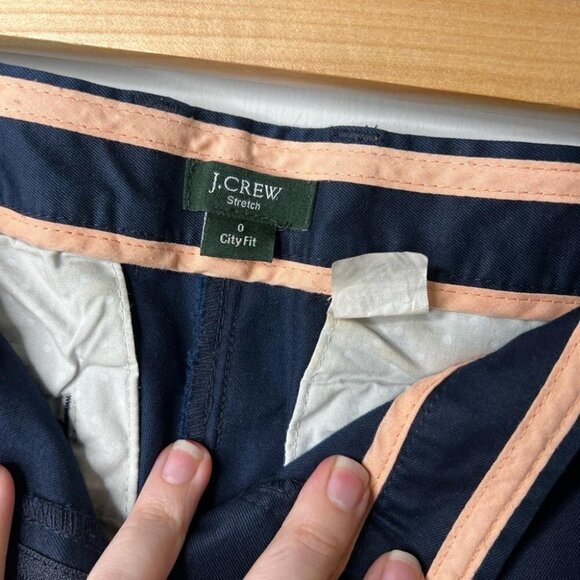J Crew Womens Size 0 City Fit Capri Pants Navy Blue Stretch Canvas Flat Front - Picture 8 of 10